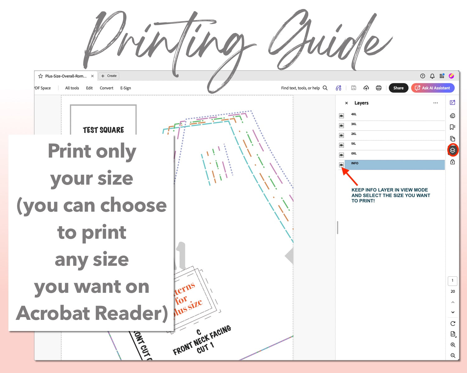 Plus Size Overall Romper sewing pattern printing guide.