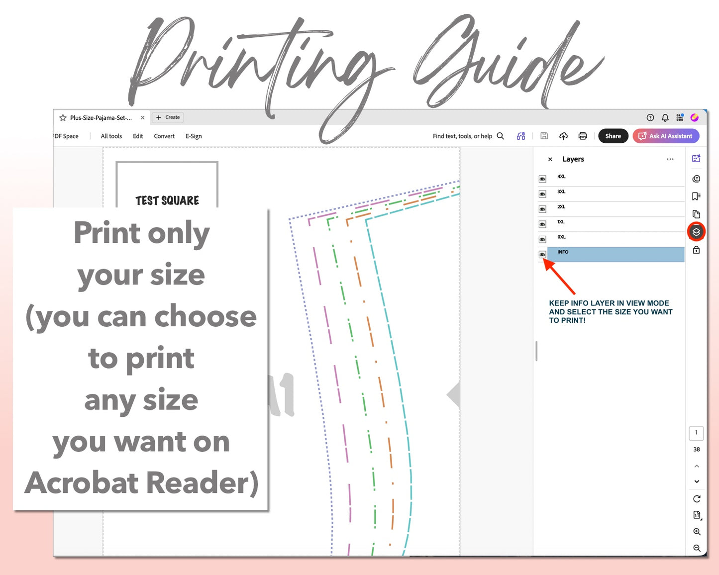 Plus Size Pajama Set sewing pattern printing guide.