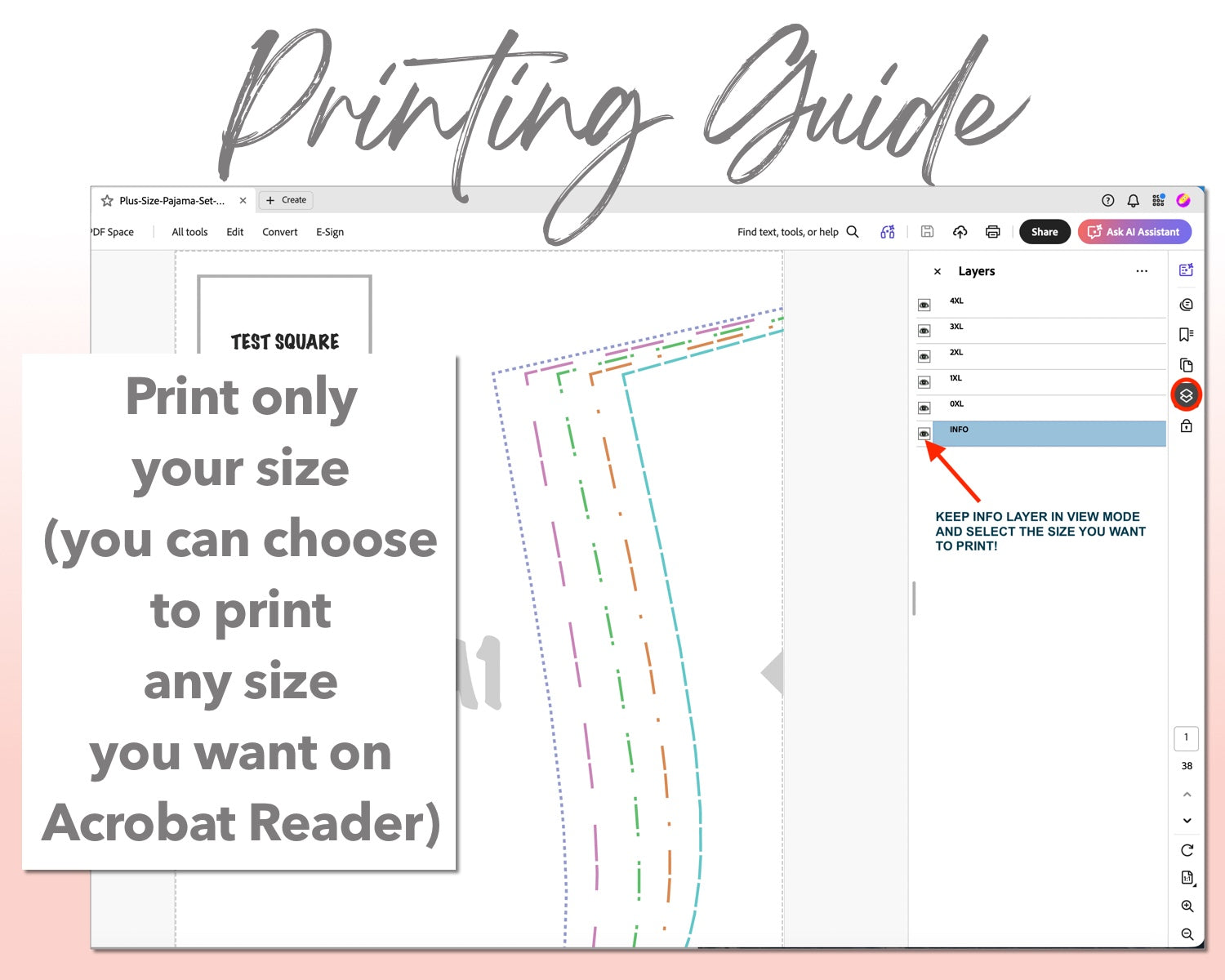 Plus Size Pajama Set sewing pattern printing guide.