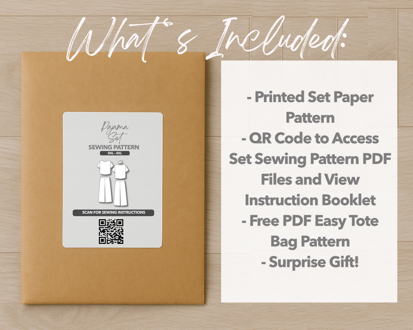 What is included with the printed Plus Size Pajama Set paper sewing pattern