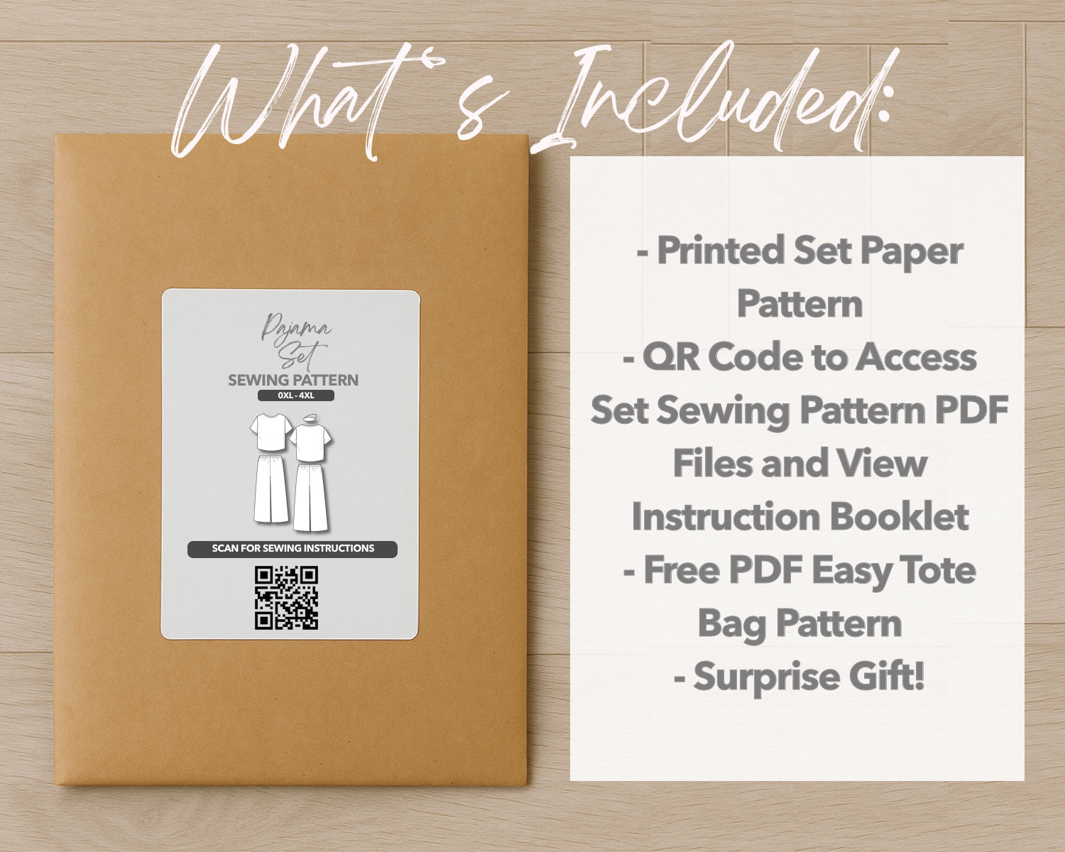 What is included with the printed Plus Size Pajama Set paper sewing pattern