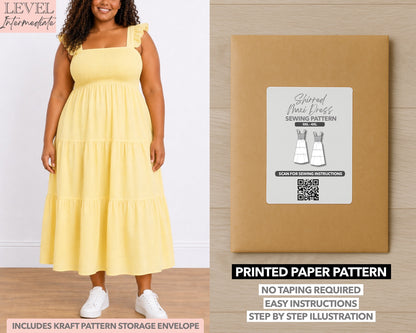 Plus Size Shirred Maxi Dress Sewing Pattern