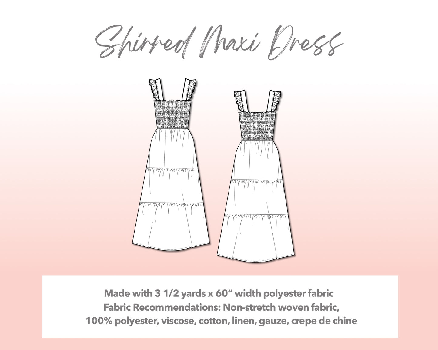 Plus Size Shirred Maxi Dress Sewing Pattern