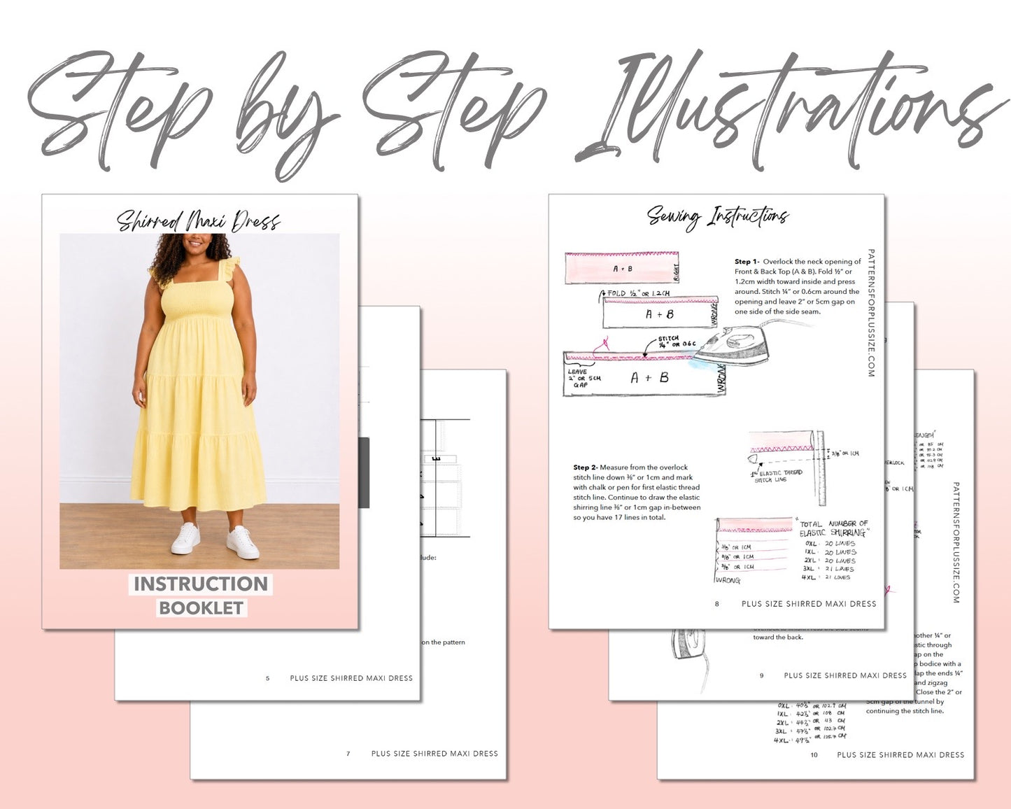 Plus Size Shirred Maxi Dress Sewing Pattern