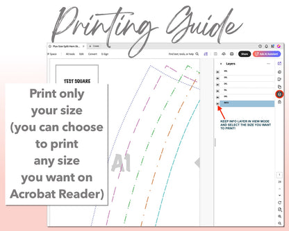 Plus Size Split Hem Skort sewing pattern printing guide.