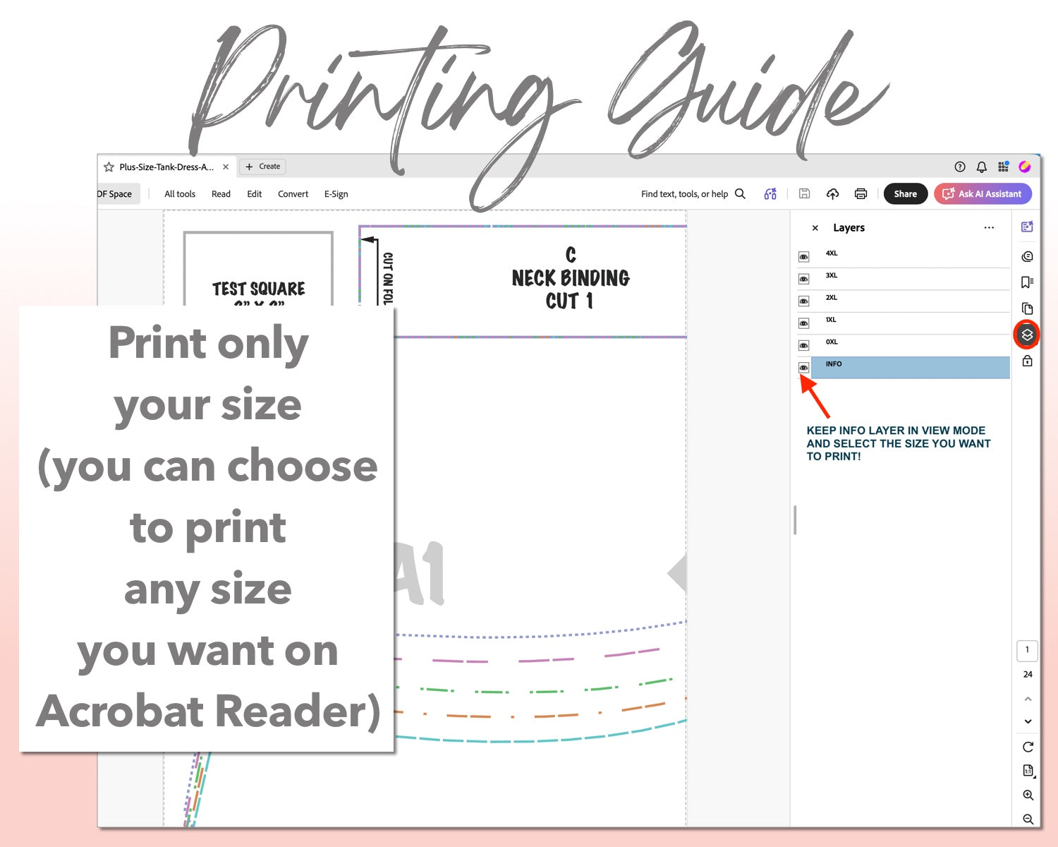 Plus Size Tank Dress sewing pattern printing guide.