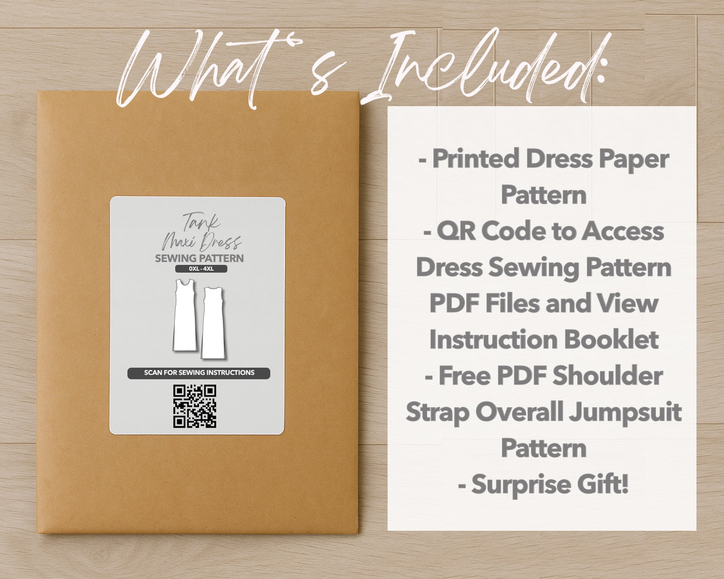 What is included with the printed Plus Size Tank Dress paper sewing pattern