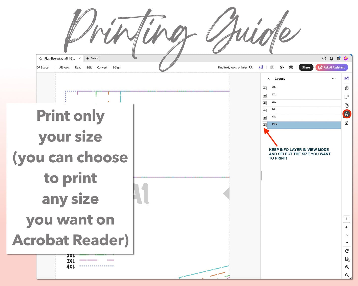 Plus Size Wrap Mini Skirt sewing pattern printing guide.