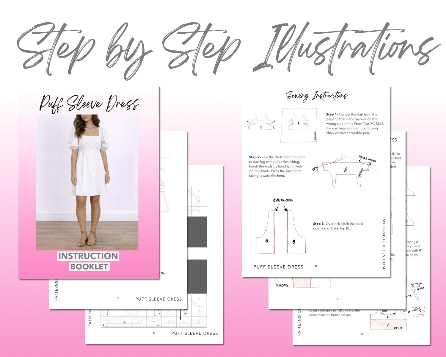 Puff Sleeve Square Neck Mini Dress Sewing Pattern Patterns For Less Puff Sleeve Square Neck Mini Dress Sewing Pattern Patterns For Less