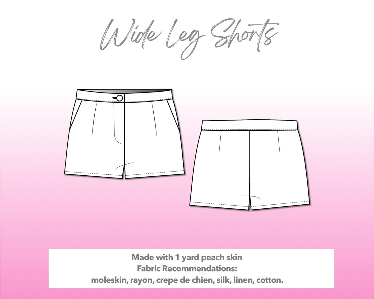 Wide Leg Pleats Shorts Sewing Pattern – Patterns For Less