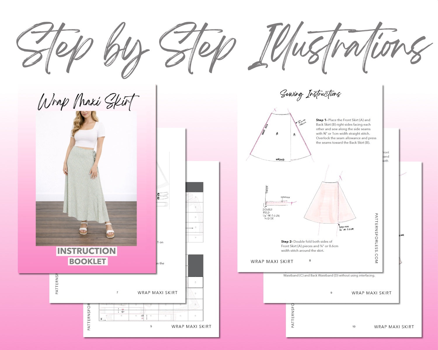 Wrap Side Tie Maxi Skirt Sewing Pattern – Patterns For Less