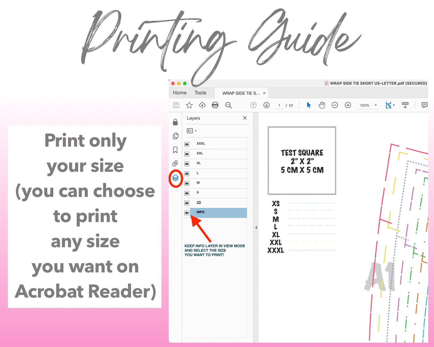 Wrap Side Tie Skort sewing pattern printing guide.