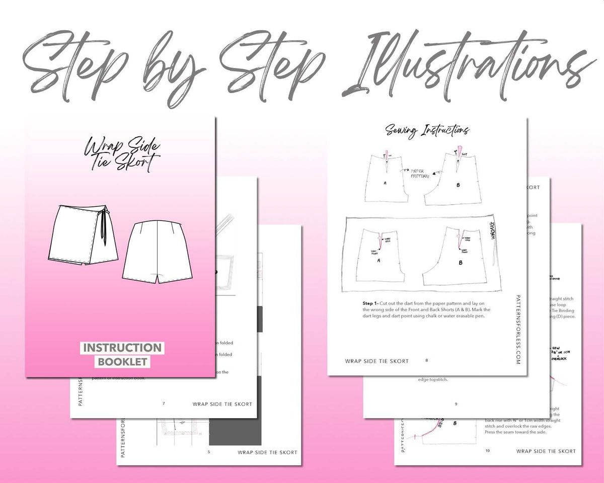 Wrap Side Tie Skort Sewing Pattern – Patterns For Less