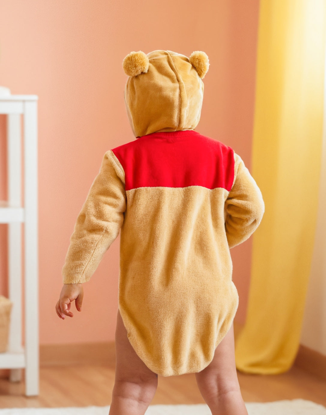 Back view of Baby 3D Ears Hooded Onesie Romper.