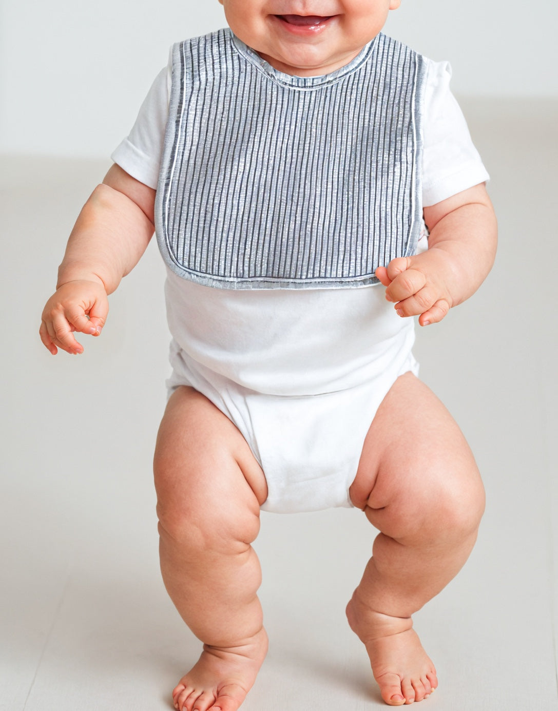 Front view of Stripe Baby Bib.