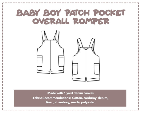 Baby Boy Patch Pocket Overall Romper Sewing Pattern – Patterns For Less