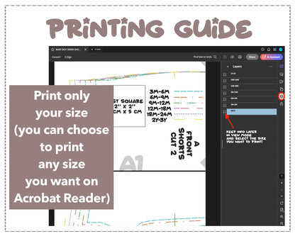 Baby Boy Swim Shorts sewing pattern printing guide.