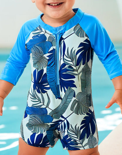 Front view of Baby Boy Zipper Front One Piece Swimsuit