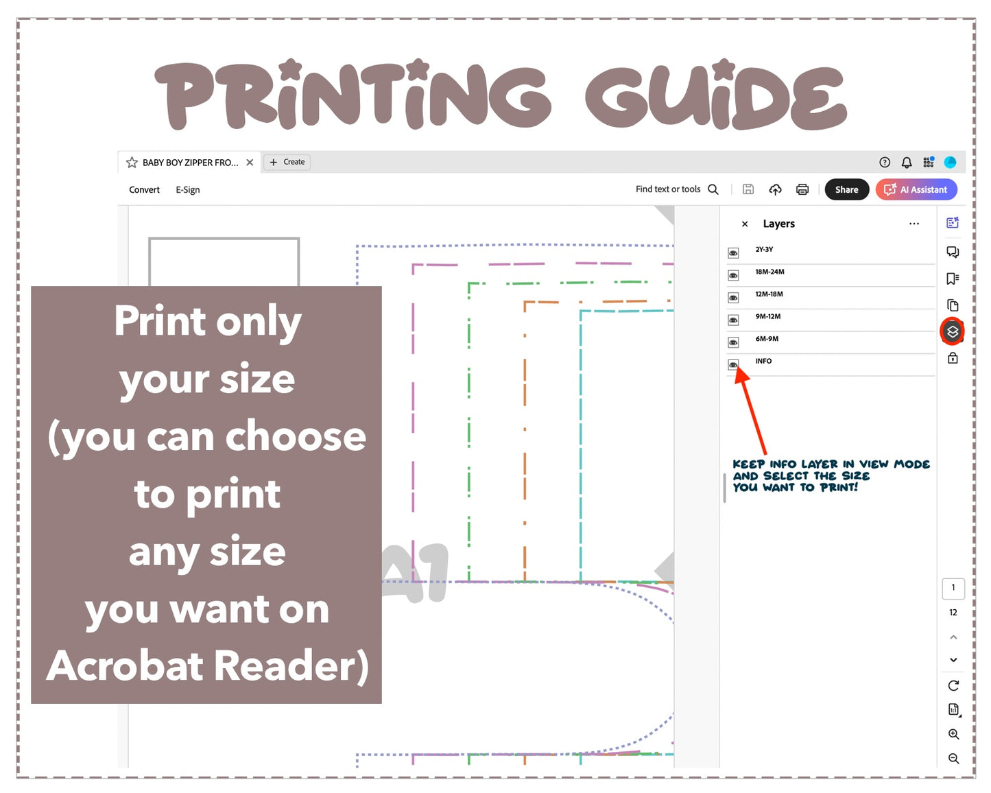 Baby Boy Zipper Front One Piece Swimsuit sewing pattern printing guide.