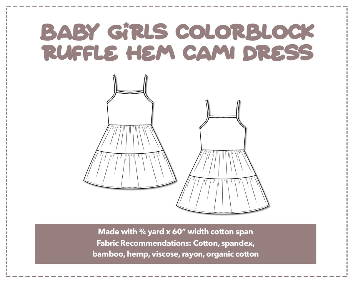 Baby Girl Colorblock Ruffle Hem Cami Dress Sewing Pattern – Patterns ...