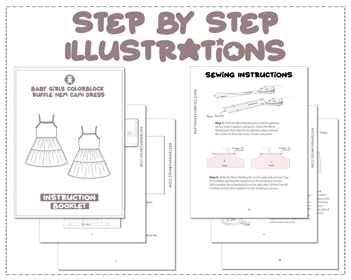 Baby Girl Colorblock Ruffle Hem Cami Dress Sewing Pattern – Patterns ...