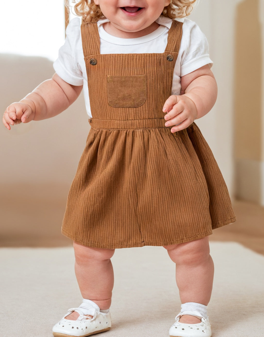 Front view of Baby Girl Overall Dress.