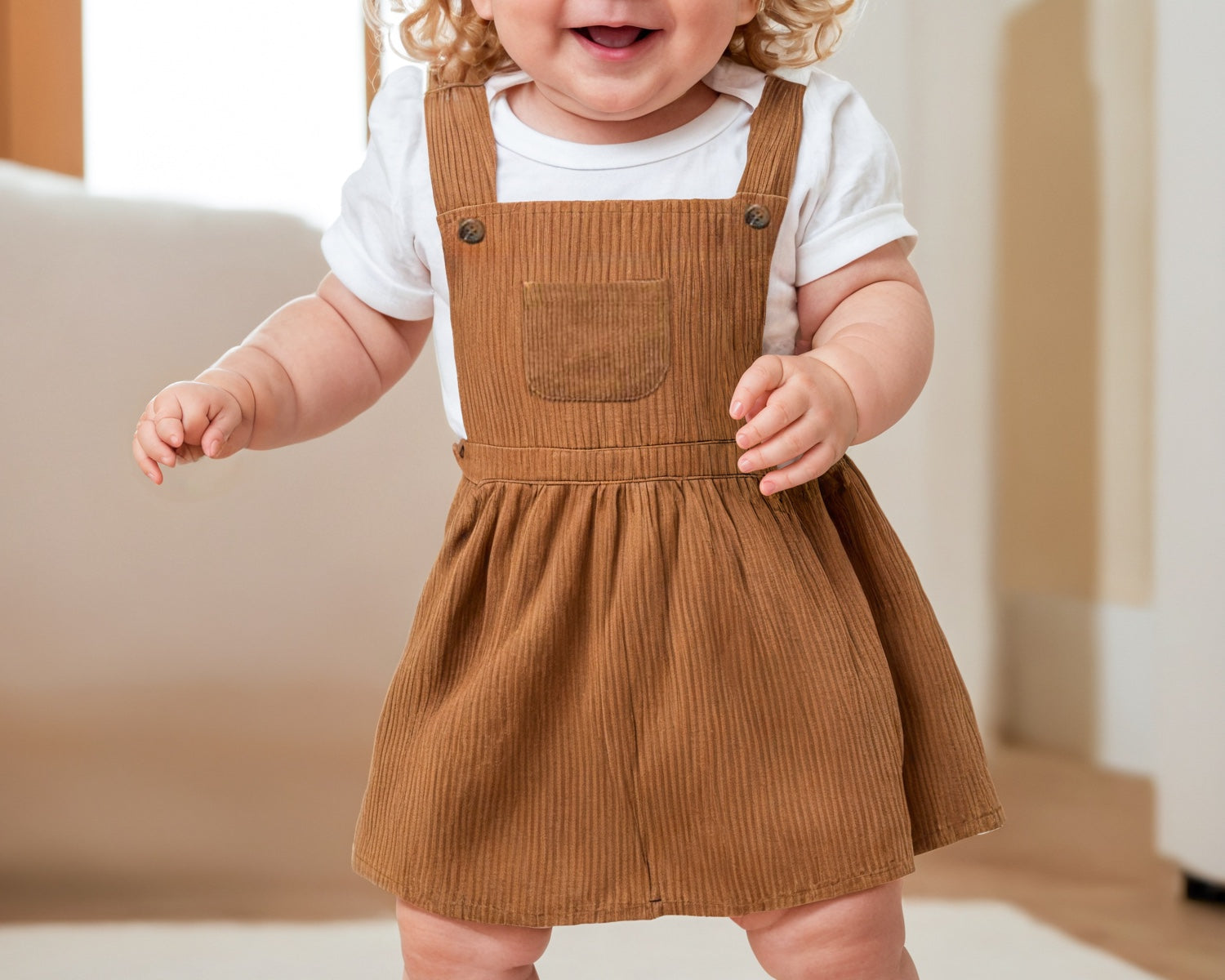 Front view of Baby Girl Overall Dress.