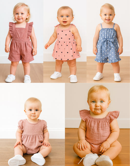 Baby Girl Romper pdf sewing patterns with easy instructions and step by step illustrations.