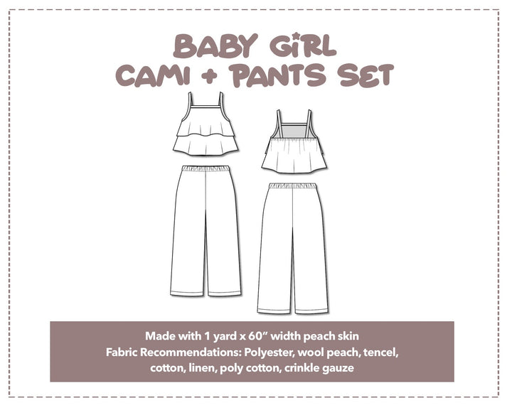 Baby Girl Ruffle Hem Cami Top and Wide Leg Pants Set Sewing Pattern ...