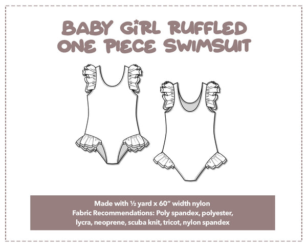 Baby Girl Ruffled One Piece Swimsuit Sewing Pattern – Patterns For Less