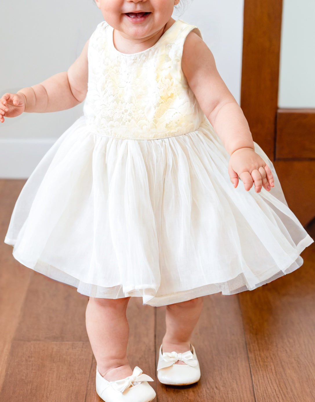 Front view of Baby Girl Sleeveless Party Dress.