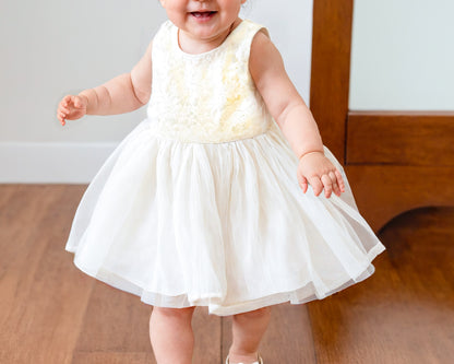 Front view of Baby Girl Sleeveless Party Dress.