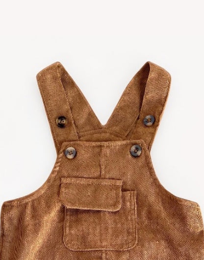 Closeup of Baby Flap Pocket Overall Jumpsuit.