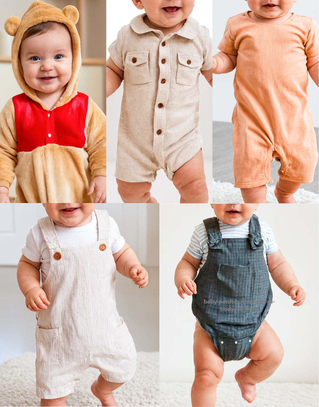 Baby Romper pdf sewing pattern with easy instructions and step by step illustrations.