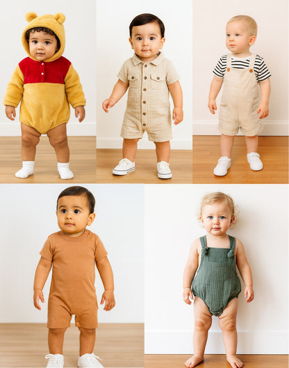 Baby Romper pdf sewing patterns with easy instructions and step by step illustrations.
