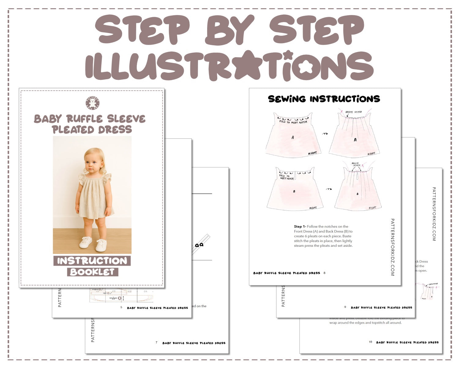 Baby Ruffle Sleeve Pleated Dress Sewing Pattern Patterns For Less Baby Ruffle Sleeve Pleated Dress Sewing Pattern Patterns For Less