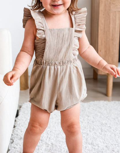 Front view of Baby Ruffle Sleeve Square Neck Romper .