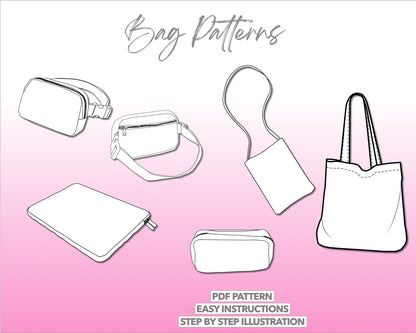 Illustration and detailed description for Bag sewing patterns.