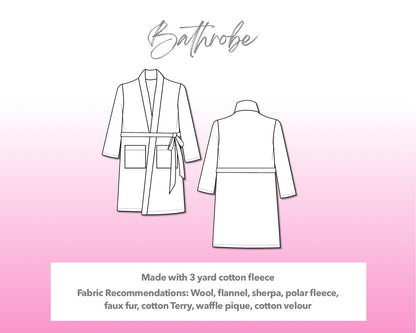 Illustration and detailed description for Bathrobe sewing pattern.