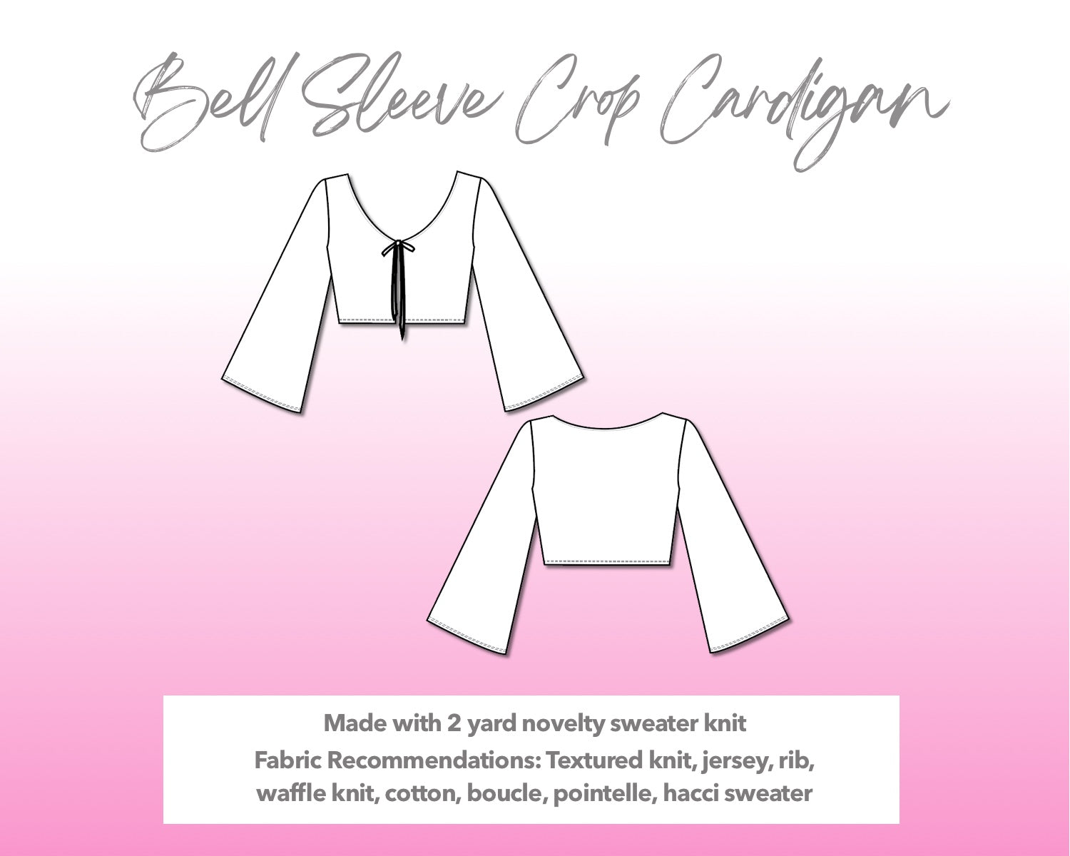 Tie Front Bell Sleeve Crop Cardigan Sewing Pattern – Patterns For Less tie-front-bell-sleeve-crop-cardigan-sewing-pattern-patterns-for-less