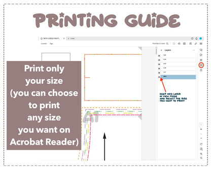 Boys Cargo Pocket Pants sewing pattern printing guide.