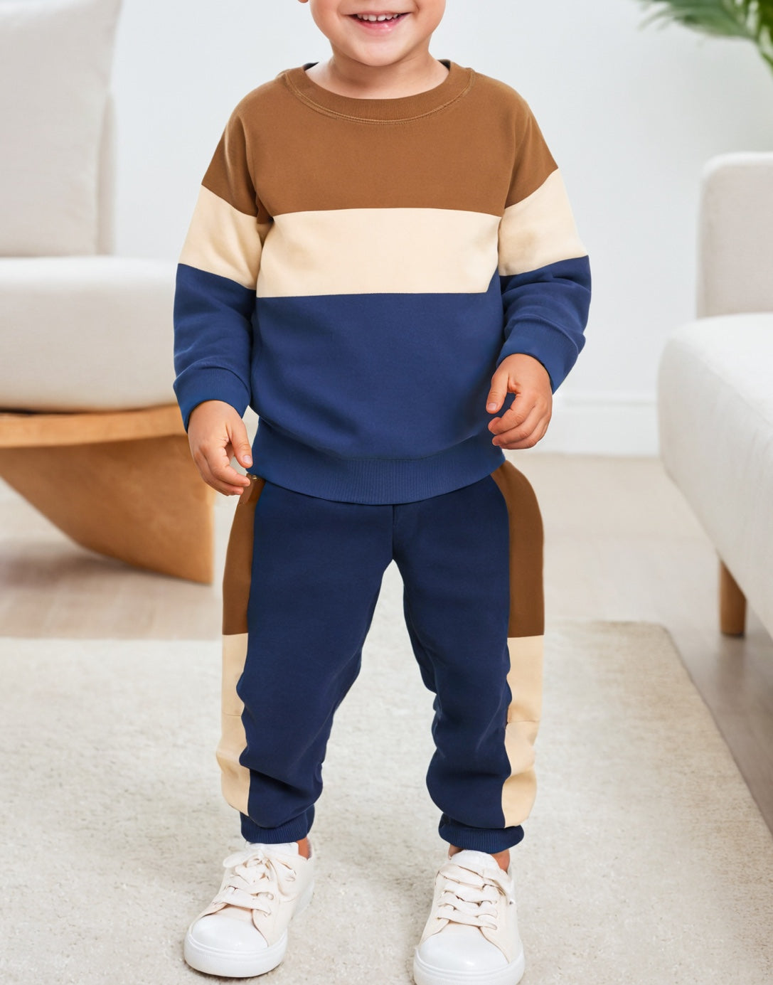 Front view of Boys Pullover and Sweatpants Set.