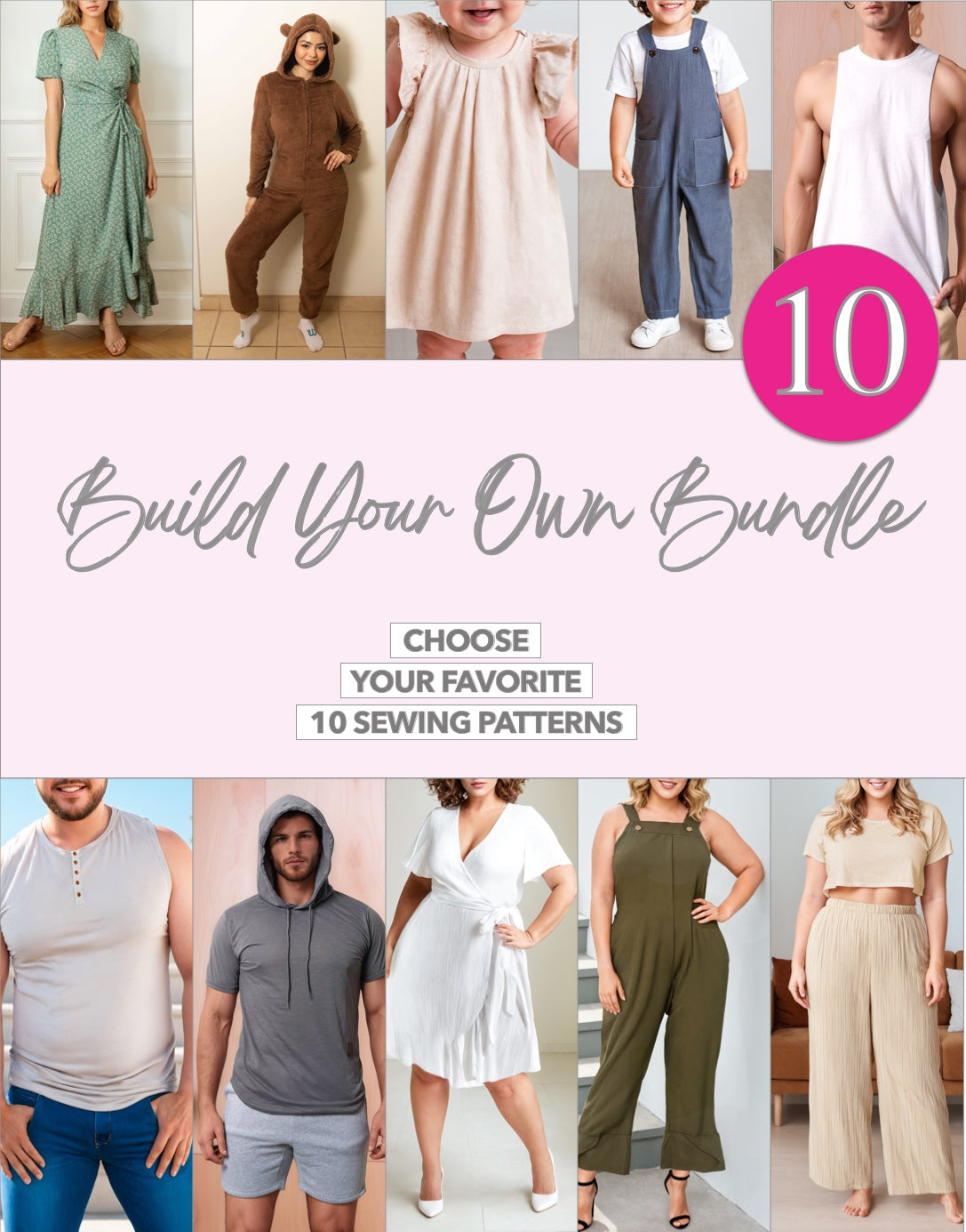 PDF sewing pattern bundle with easy instructions and step by step illustrations