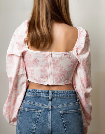 Back view of Bustier Long Sleeve Top.