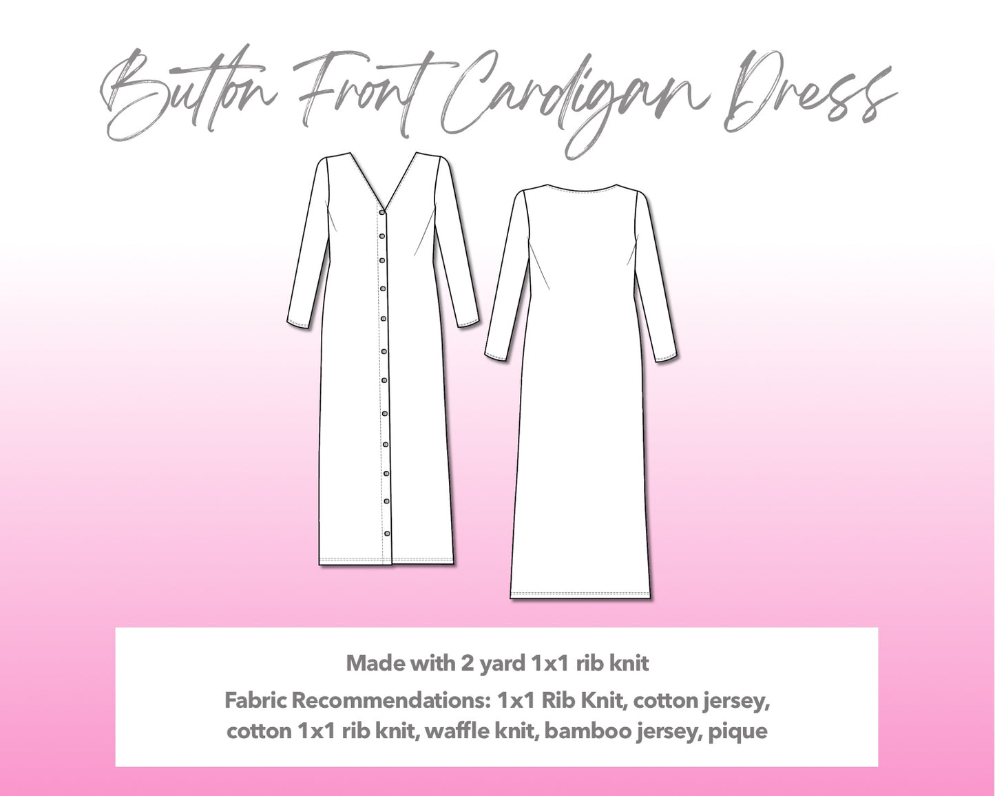 Button Front Cardigan Dress Sewing Pattern