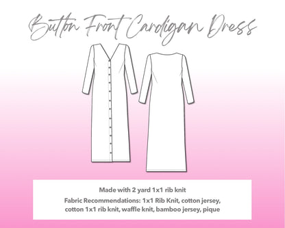 Button Front Cardigan Dress Sewing Pattern