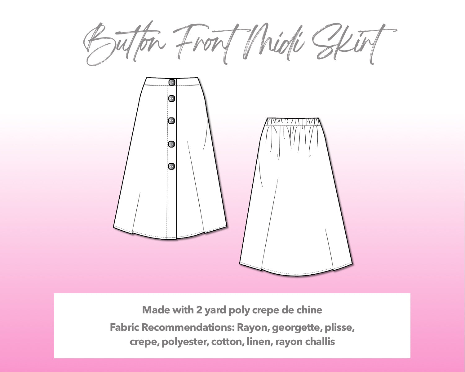 High Waist Button Front Midi Skirt Sewing Pattern Patterns For Less