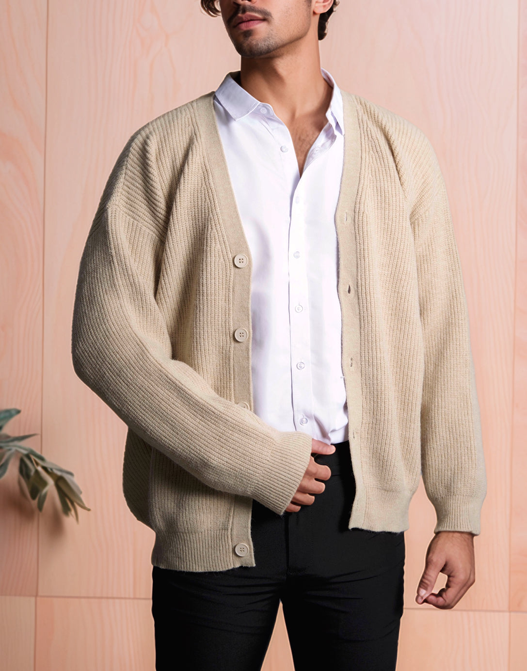 Front view of Button Front Cardigan.