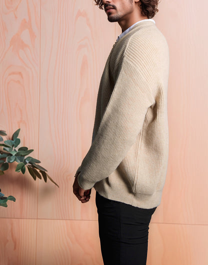 Side view of Button Front Cardigan.