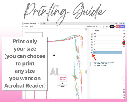 Corset Halter Top sewing pattern printing guide.